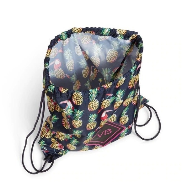Vera Bradley Drawstring Backsack in TOUCAN PARTY 17"x14" - Picture 2 of 3